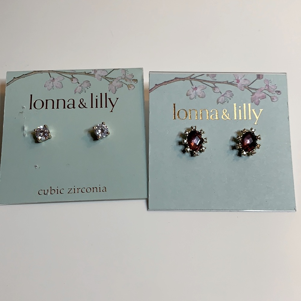 Set of 2 lonna & lilly stud earrings purple white
